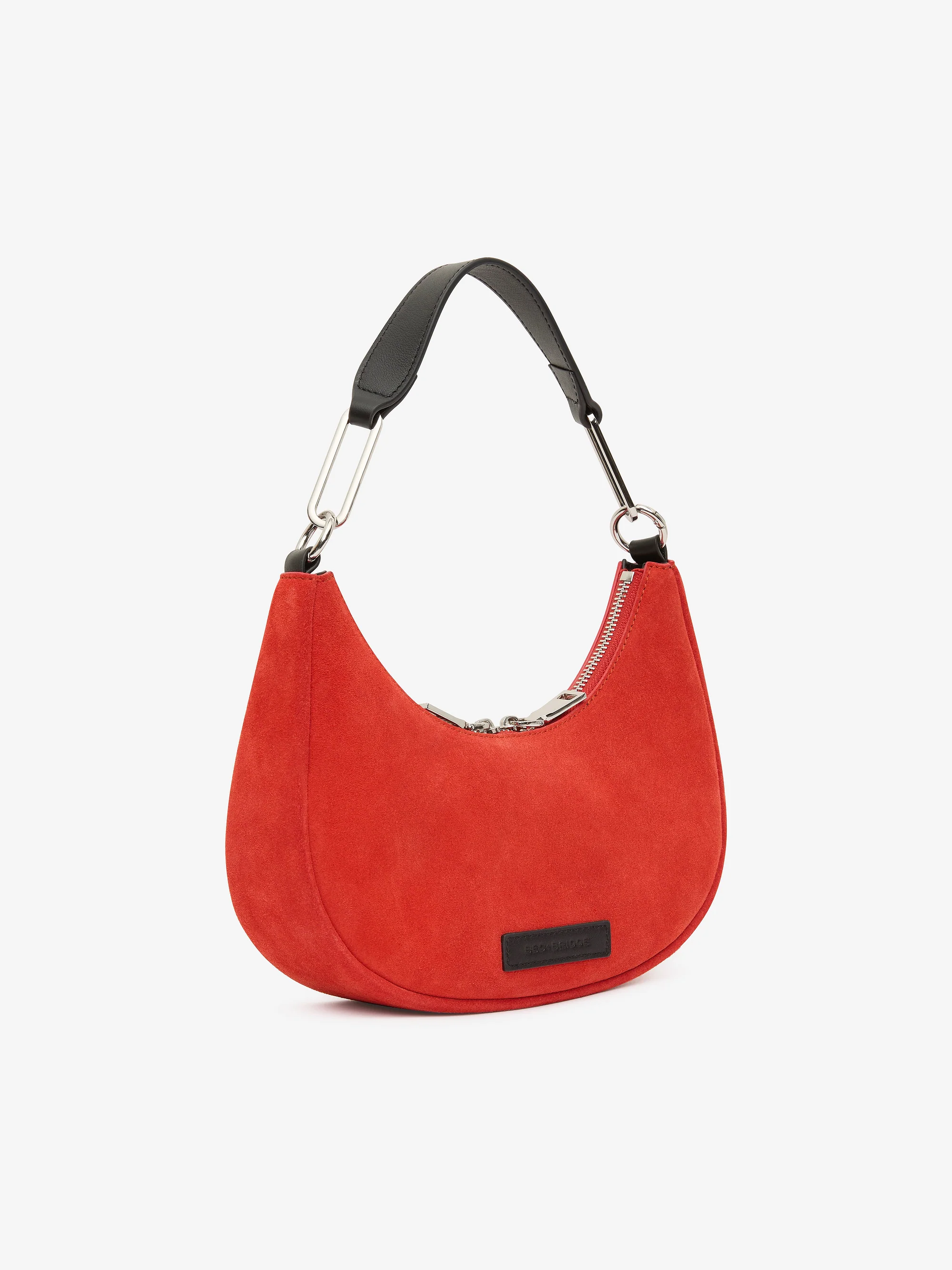 ALURA SHOULDER BAG - RED SUEDE/BLACK LEATHER - Image 3