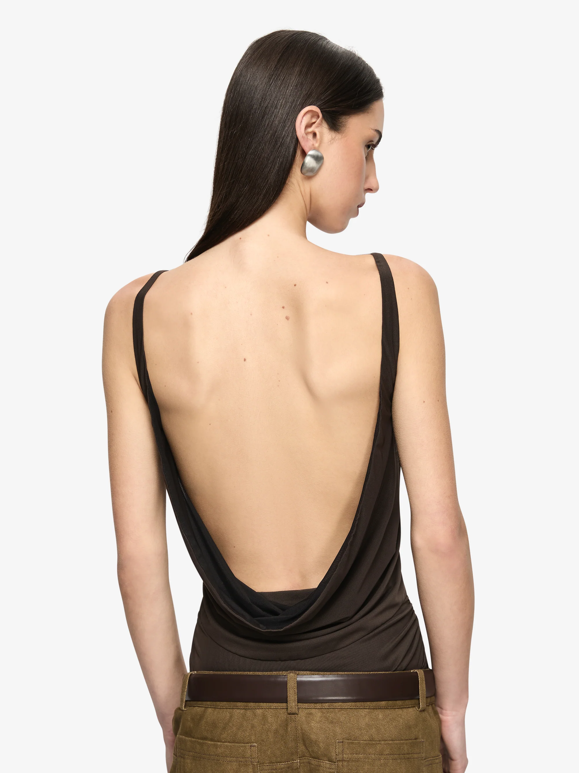 ALYNA BACKLESS TOP - BITTER CHOC/BLACK - Image 2