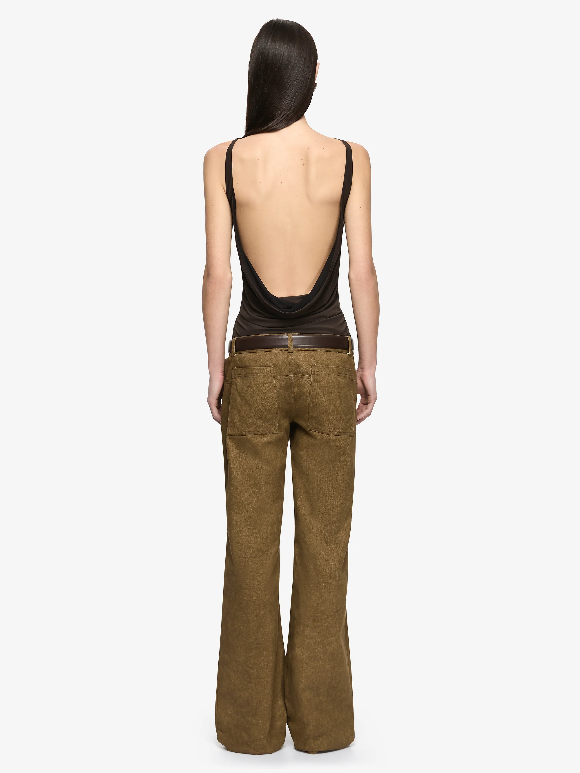 ALYNA BACKLESS TOP - BITTER CHOC/BLACK - Image 4