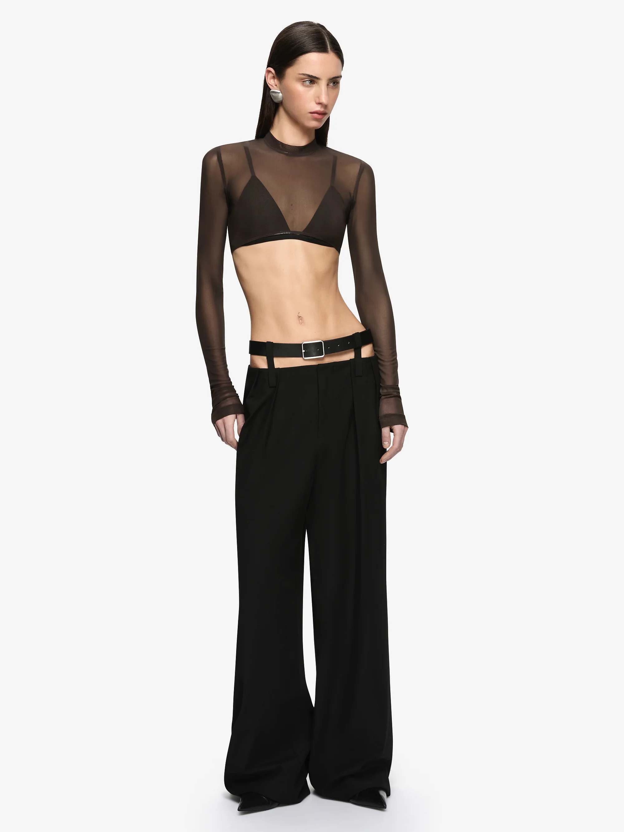 ALYNA LAYERED CROP TOP - BITTER CHOC/BLACK - Image 4