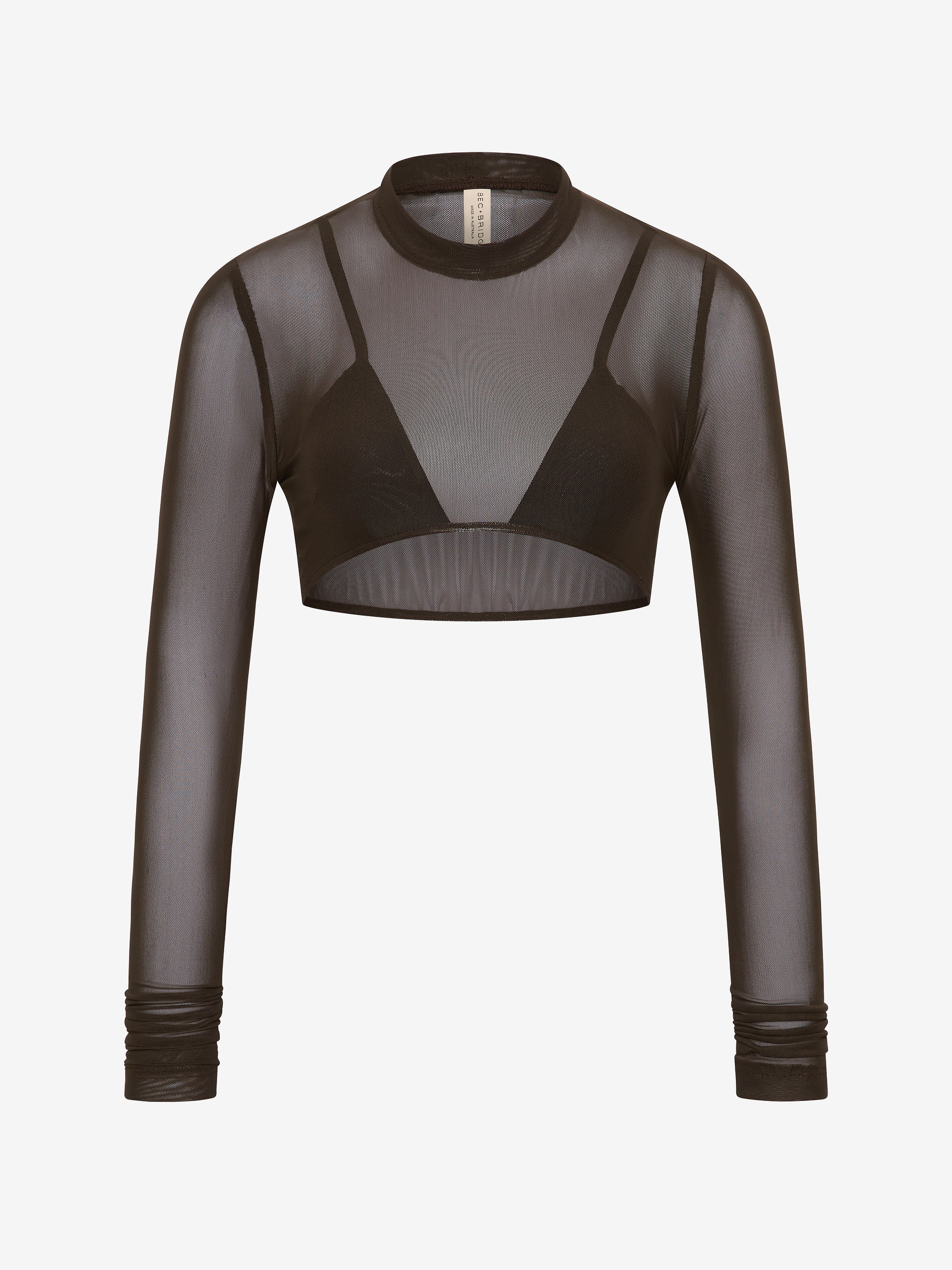 ALYNA LAYERED CROP TOP - BITTER CHOC/BLACK - Image 6
