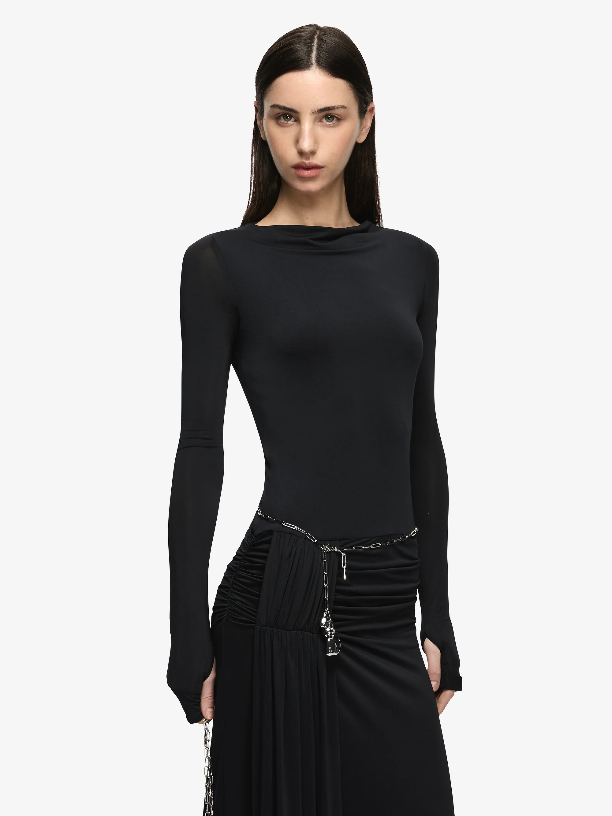 ANDREA LONG SLEEVE MAXI DRESS  - BLACK - Image 5