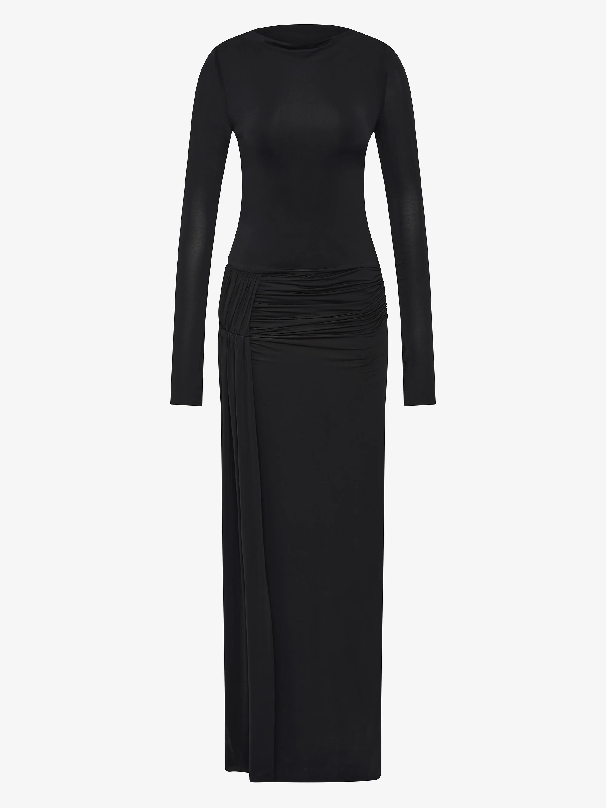 ANDREA LONG SLEEVE MAXI DRESS  - BLACK - Image 7