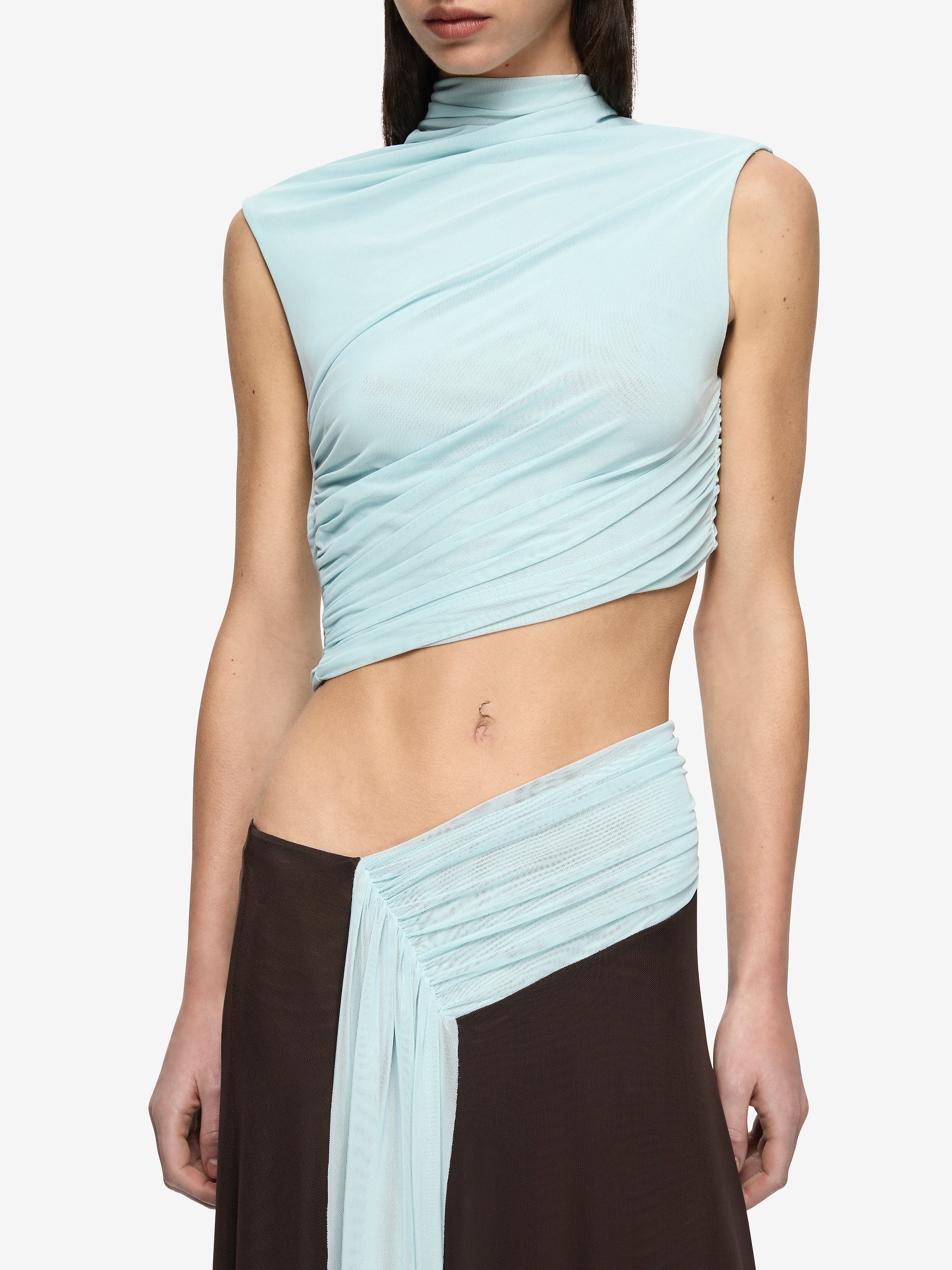 CONNI ASYM MIDI DRESS - ARCTIC BLUE / DARK CHOC - Image 3