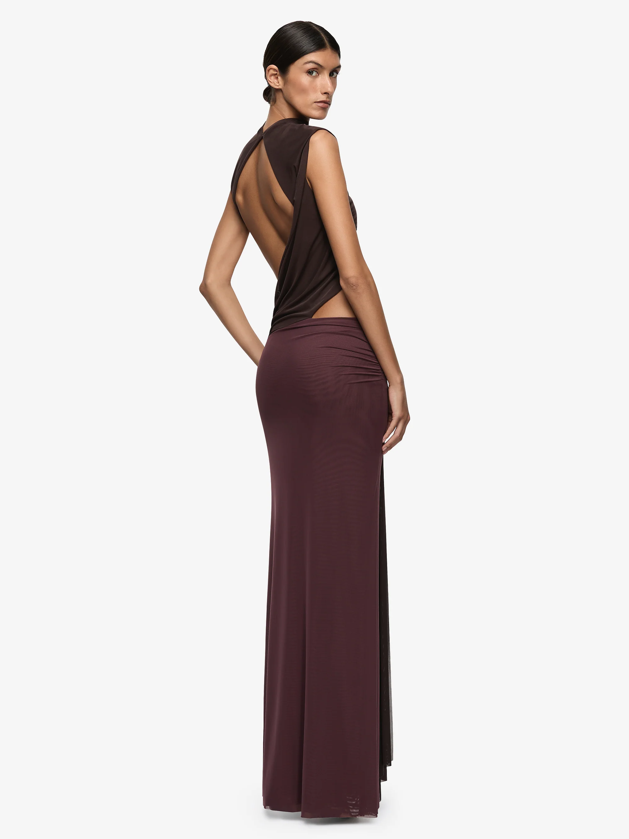 CONNI MAXI DRESS - AUBERGINE/DARK CHOC - Image 2