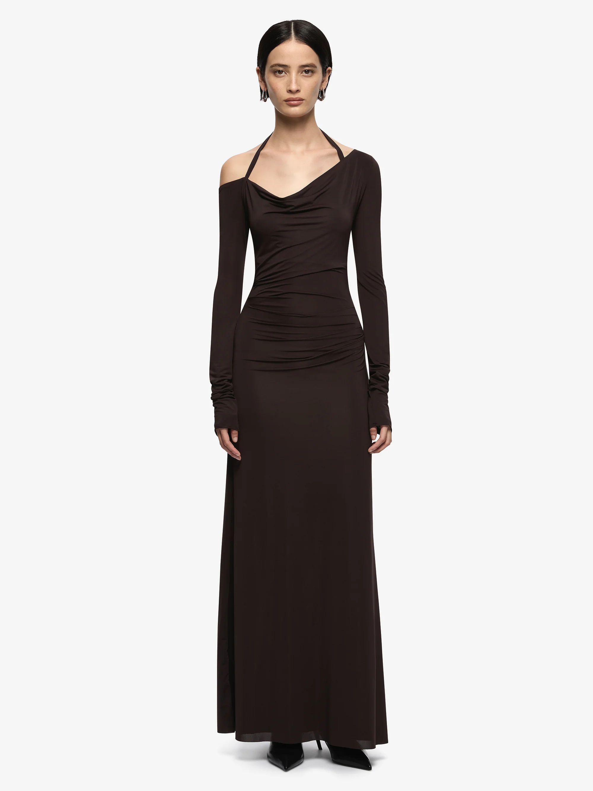 COURT LONG SLEEVE MAXI DRESS - DARK CHOCOLATE