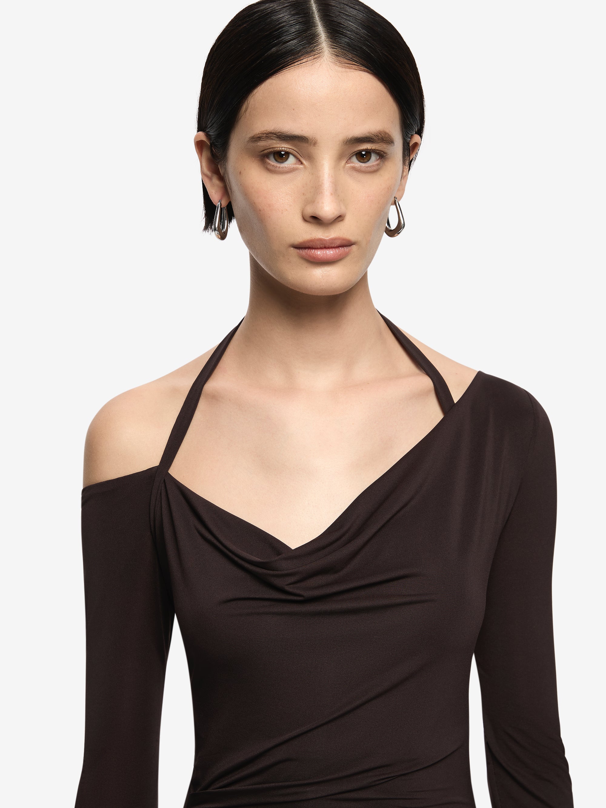 COURT LONG SLEEVE MAXI DRESS - DARK CHOCOLATE - Image 2