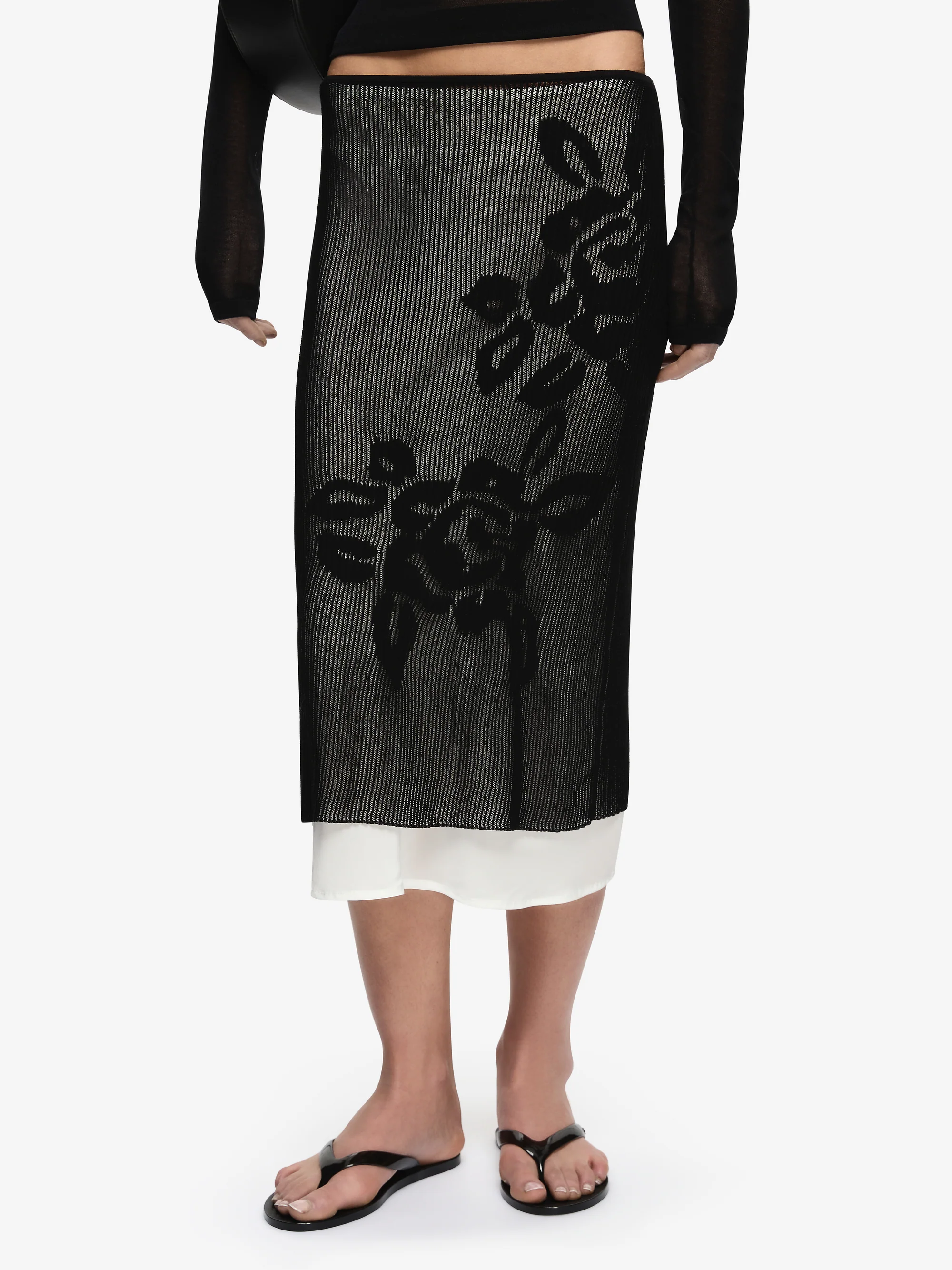 KORALI MIDI SKIRT - BLACK/IVORY - Image 2