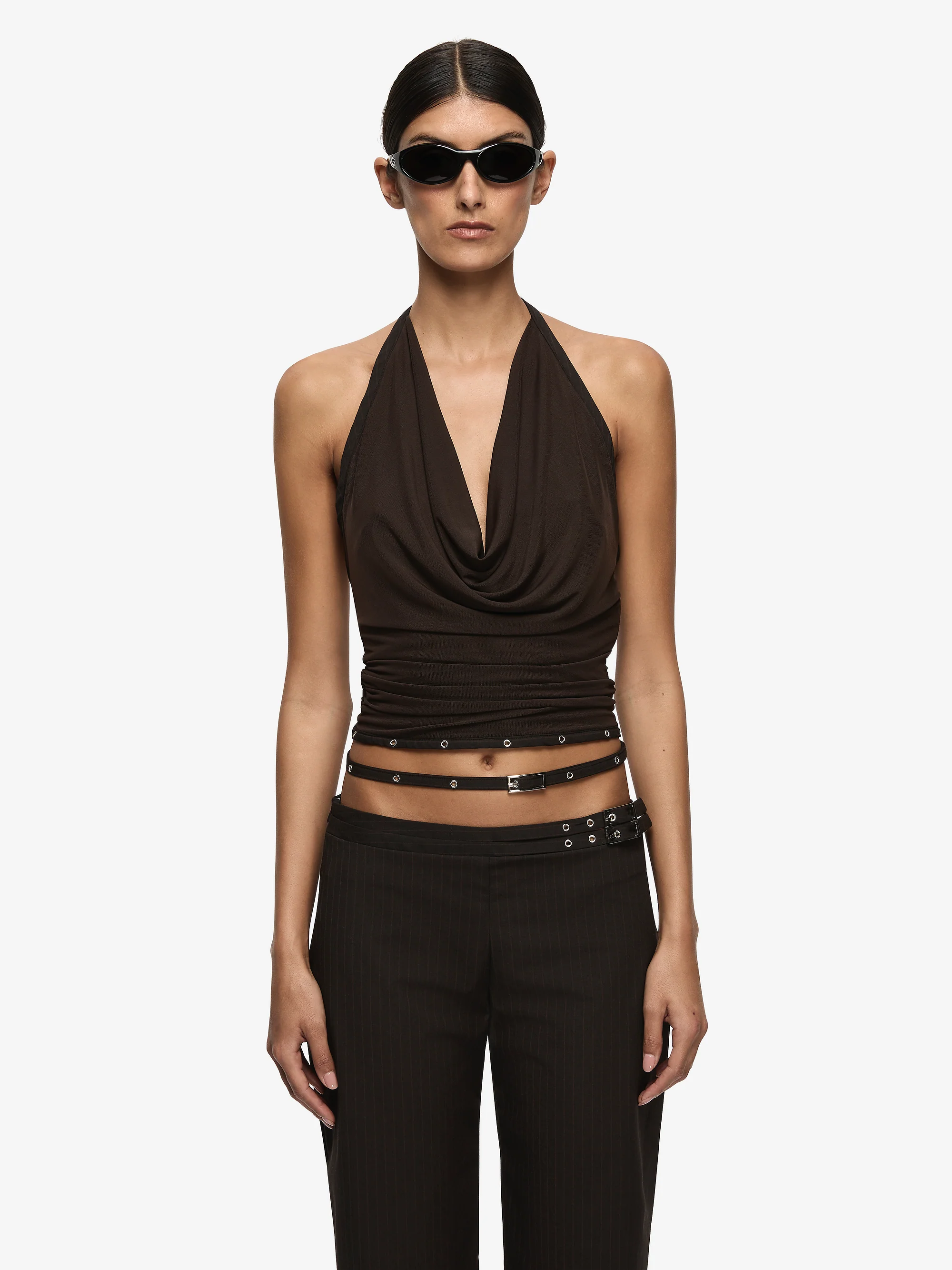 SAZRIEL COWL TOP - DARK CHOCOLATE