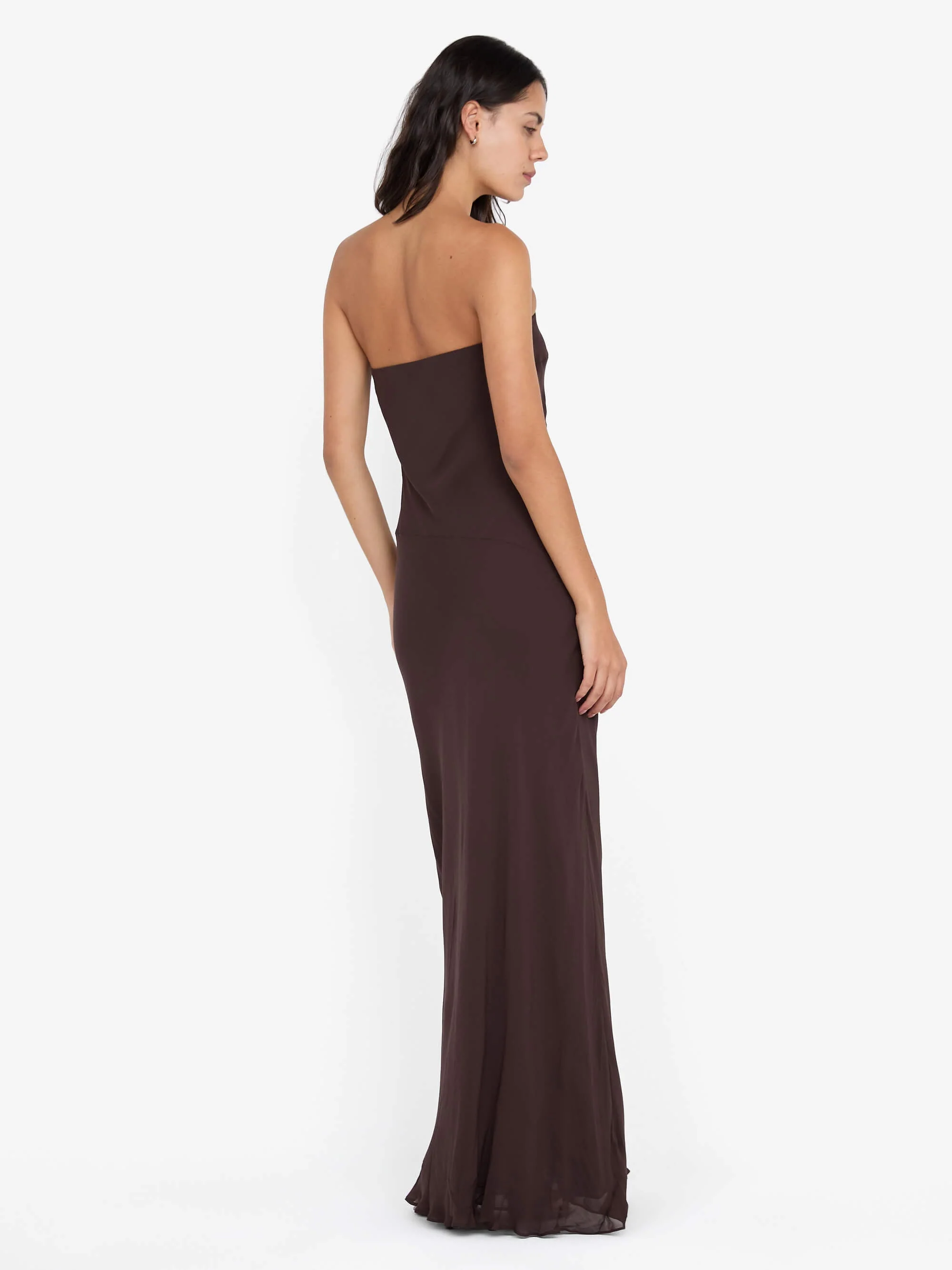 SONEVA STRAPLESS MAXI DRESS - DARK CHOCOLATE - Image 2