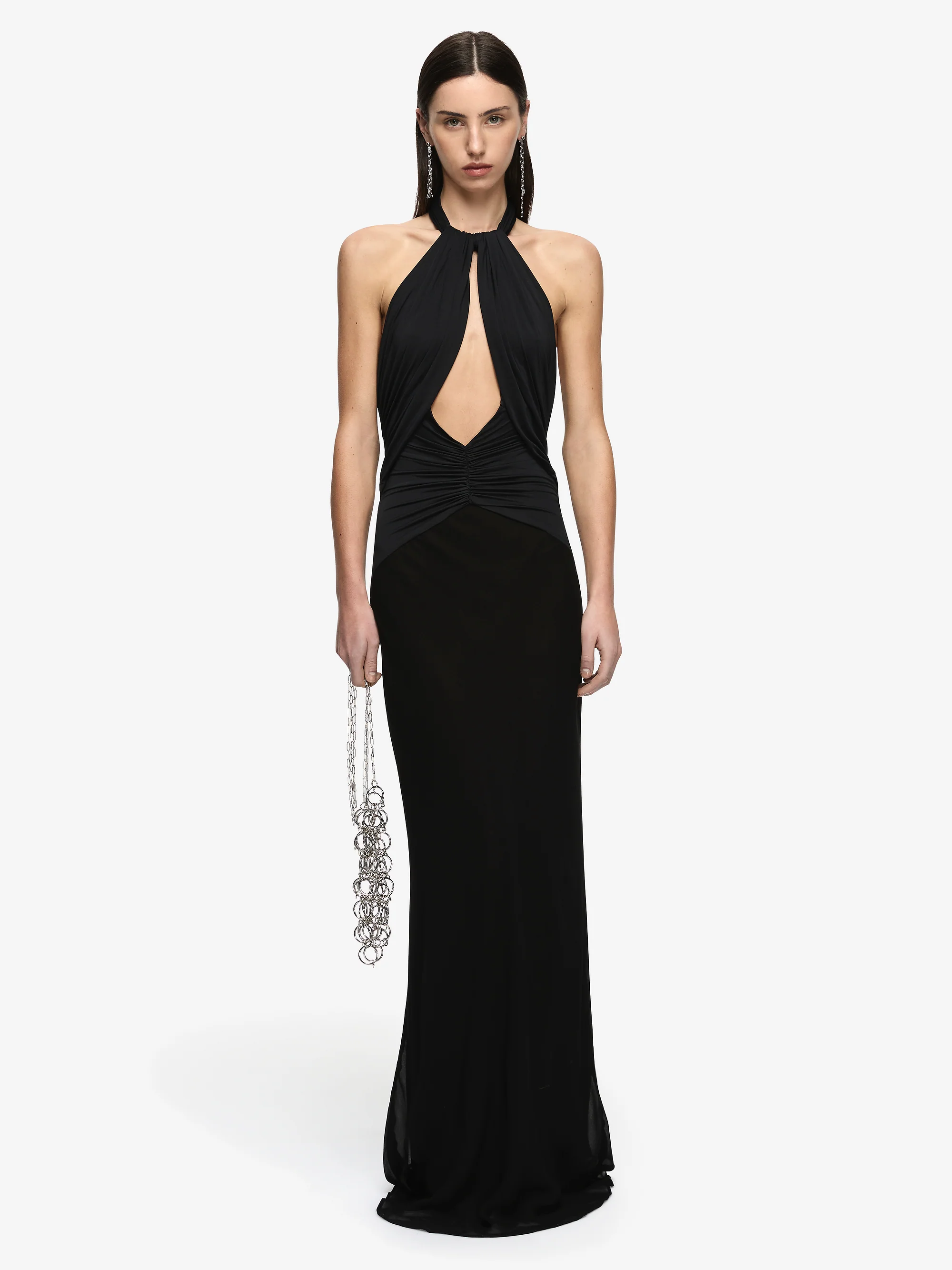 THALIA HALTER MAXI DRESS - BLACK