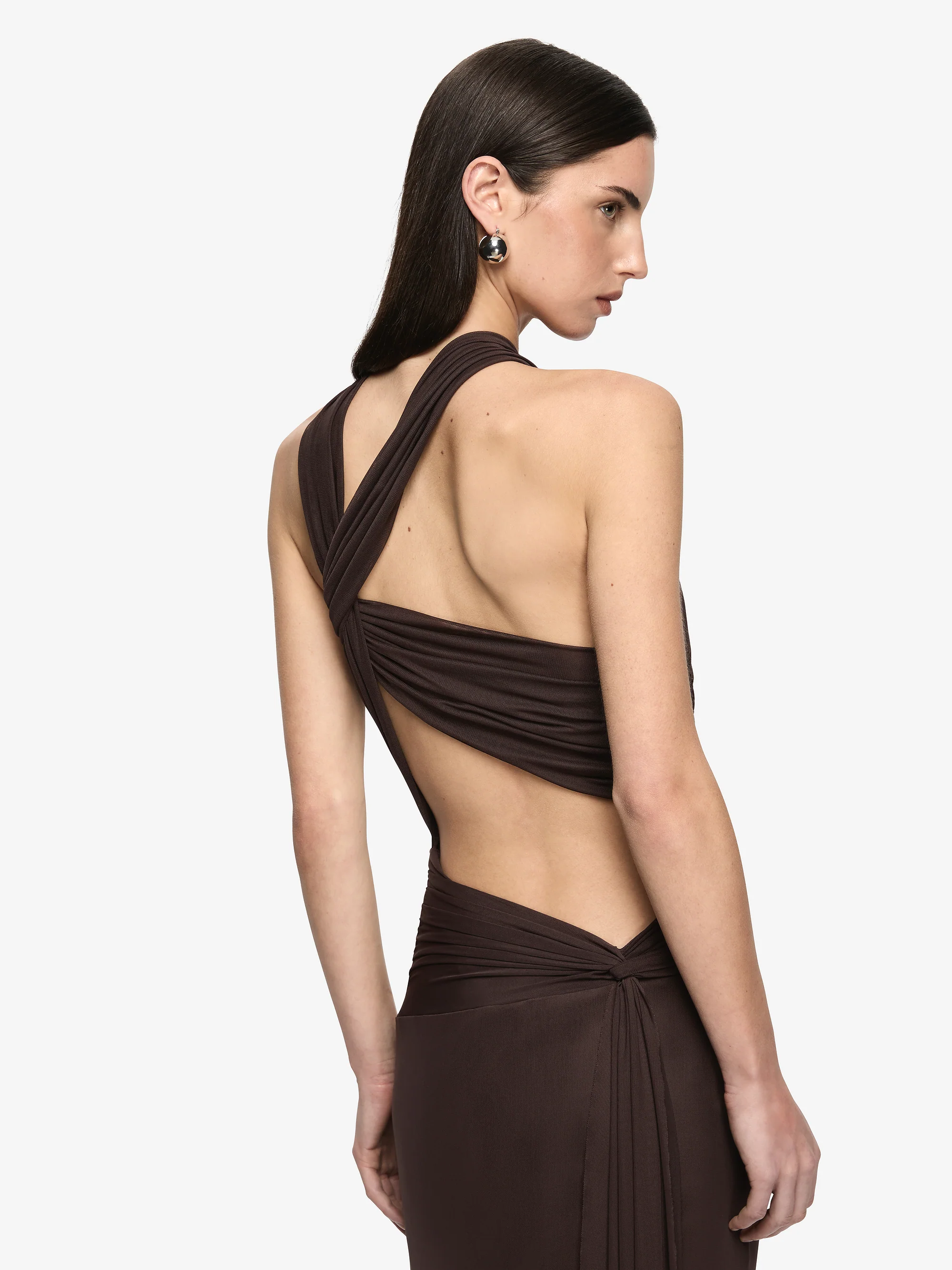 XANTHI HALTER MAXI DRESS - BITTER CHOC - Image 3