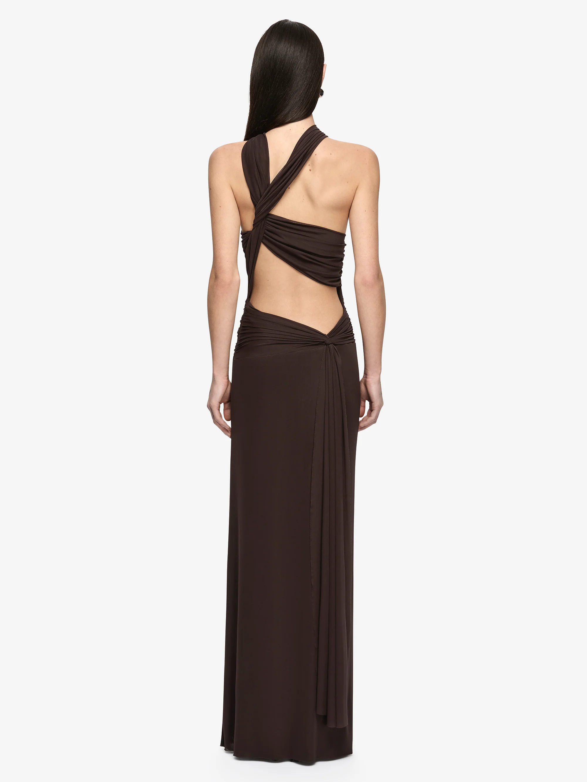 XANTHI HALTER MAXI DRESS - BITTER CHOC - Image 5
