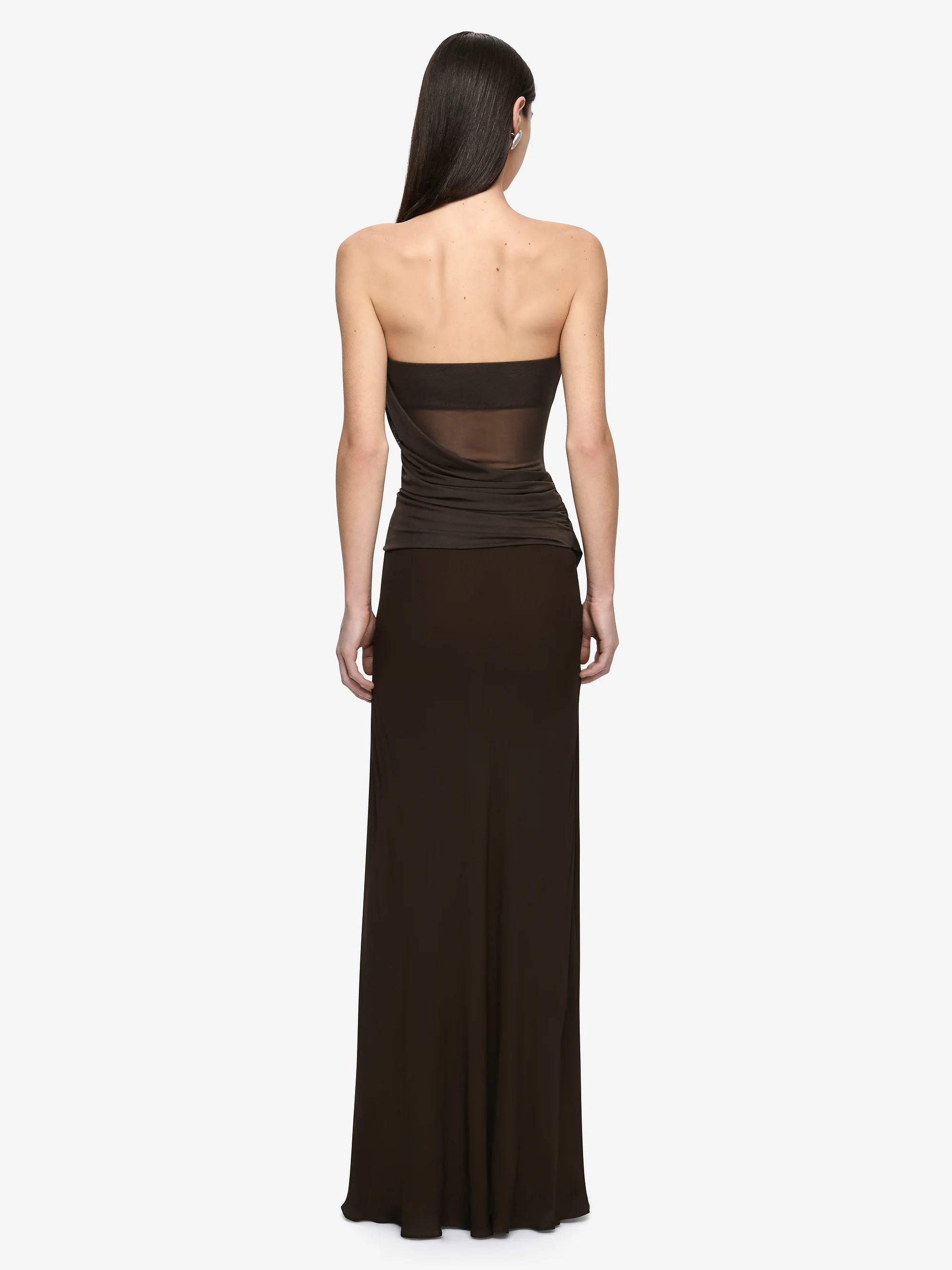 XANTHI STRAPLESS MAXI DRESS - BITTER CHOC - Image 4